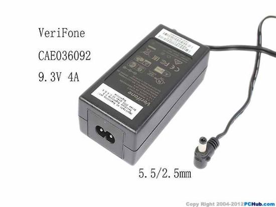 Picture of VeriFone CAE036092 AC Adapter PWR258-001-01-A, PWR252-211-02-A, 5V-12V 9.3V 4A, 5.5/2.5mm, 2P