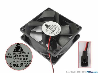 Picture of Delta Electronics AFB0924SH-A Server - Square Fan ASC, sq90x90x25, 2w, DC 24V 0.5A