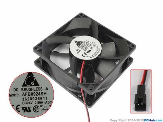 Picture of Delta Electronics AFB0924SH-A Server - Square Fan ASC, sq90x90x25, 2w, DC 24V 0.5A