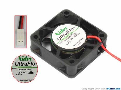 Picture of Nidec U40X05MLZ7-51 Server - Square Fan J99, 9X22E3, sq40x40x10, 2w, DC 5V 0.1A