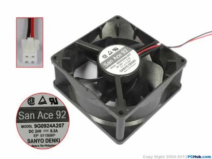 Picture of Sanyo Denki 9G0924A207 Server-Square Fan DC 24V 0.3A, 92x92x32mm, 2-Wire