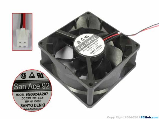 Picture of Sanyo Denki 9G0924A207 Server-Square Fan DC 24V 0.3A, 92x92x32mm, 2-Wire