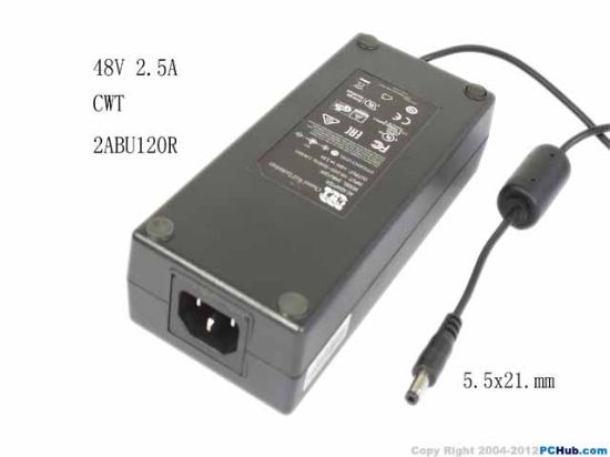 Picture of CWT 2ABU120R AC Adapter 48V 2.5A, 5.5x21.mm, IEC C14