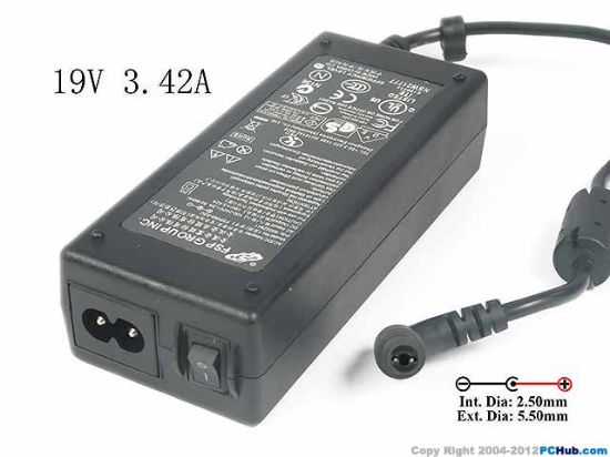 Picture of FSP Group Inc FSP065-ASC AC Adapter - NEW Original 19V 3.42A, Barrel 5.5/2.5mm, 2-Prong