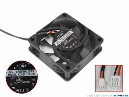 Picture of ADDA AD0612HB-H93 Server - Square Fan (G), sq60x60x13mm, 3-wire,e 12V 0.28A