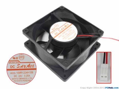 Picture of Sanyo Denki 109R1224H106 Server - Square Fan SF120x120x38, w2, 24V 0.25A,