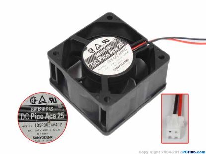 Picture of Sanyo Denki 109R0624H402 Server - Square Fan sq60x60x25, 2-wire, 24V 0.06A
