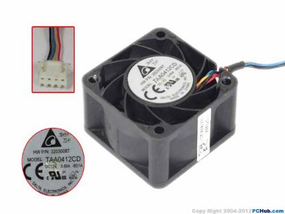Picture of Delta Electronics TAA0412CD Server - Square Fan BD1A, sq40x40x20mm, w80x4x4, 12V 0.60A