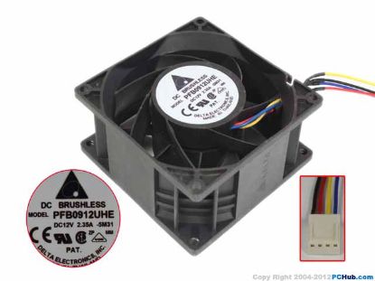 Picture of Delta Electronics PFB0912UHE Server - Square Fan 5M31, sq90x90x38mm, 4-wire, 12V 2.35A