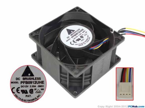 Picture of Delta Electronics PFB0912UHE Server - Square Fan 5M31, sq90x90x38mm, 4-wire, 12V 2.35A