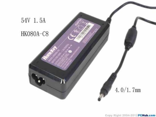 Picture of Huntkey HK080A-C8 AC Adapter 20V & Above HK080A-C8， 54V 1.5A, 4.0/1.7mm, 3-Prong