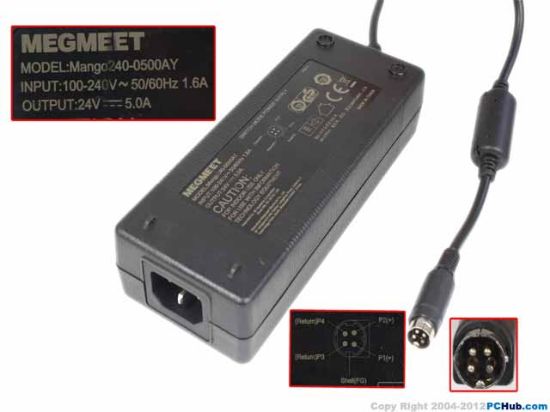 Picture of Megmeet Mango240-0500AY AC Adapter 20V & Above Mango240-0500AY