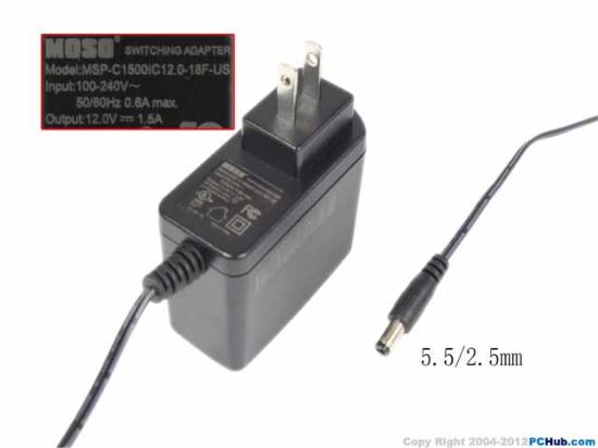 Picture of MOSO MSP-C1500IC12.0-18F-US AC Adapter 5V-12V MSP-C1500IC12.0-18F-US