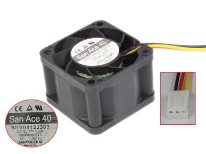 Picture of Sanyo Denki 9GV0412J303 Server - Square Fan sq40x40x28, 3-wire, 12V 0.60A