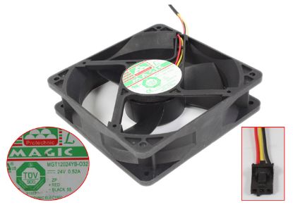 Picture of Protechnic Magic MGT12024YB-O32 Server - Square Fan SF120x120x32, w50x3x3, 24V 0.52A