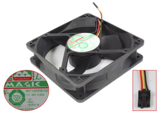 Picture of Protechnic Magic MGT12024YB-O32 Server - Square Fan SF120x120x32, w50x3x3, 24V 0.52A