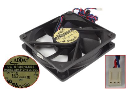 Picture of ADDA AD1212HB-A76GL Server - Square Fan G, (TC), 12V0.37A, sq120x120x25mm, 100x3Wx3P