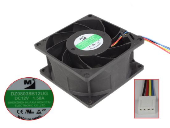 Picture of Huaxia Hengtai DZ08038B12UG Server - Square Fan 12V1.5A, sq80x80x38mm, 4W