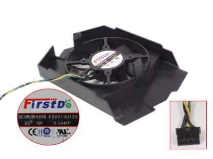 Picture of Firstd FD8015U12S Server - Frameless / GPU Fan 12V 0.50A, W80x4x4, D74xC31, Black, Plate