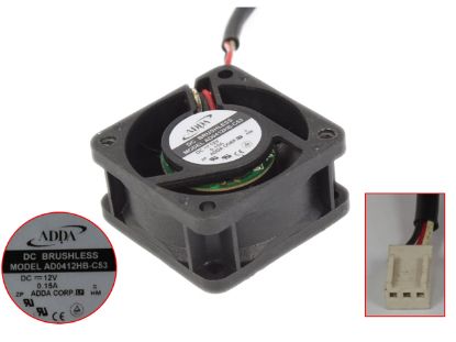 Picture of ADDA AD0412HB-C53 Server - Square Fan sq40x40x20, w80x3x3P, DC 12V 0.15A