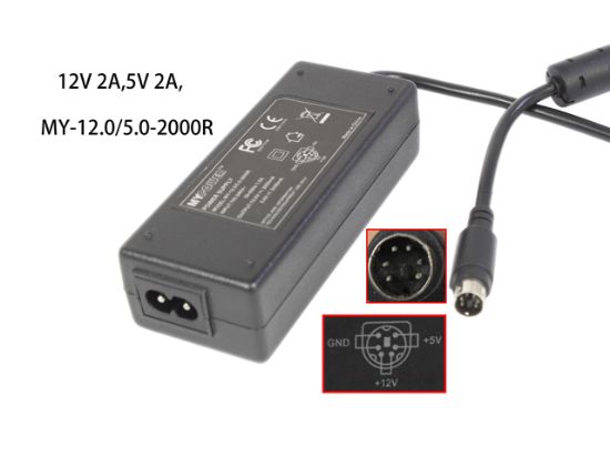 Picture of UPA MY-12.0/5.0-2000R AC Adapter 5V-12V 12V 2A,5V 2A, 6P P1&2=5V P3&4=12V, 2P, New