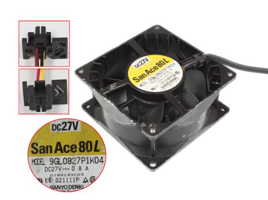 Picture of Sanyo Denki 9GL0827P1K04 Server - Square Fan sq80x80x38mm, w60x3x3, 24V 0.08A