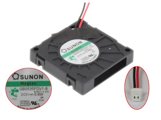 Picture of SUNON GB0535PDV1-8 Server - Square Fan B3801.X.GN, sq35x35x7mm, DC 5V 0.6W, 2-wire