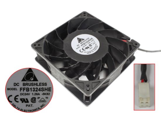Picture of Delta Electronics FFB1324SHE Server - Square Fan -5K92, sq127x127x38, 2-wire, 24V 1.26A