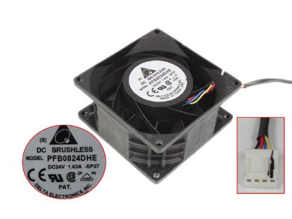 Picture of Delta Electronics PFB0824DHE Server - Square Fan SP37, sq80x80x38, 4-wire, 24V 1.63A