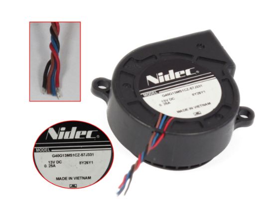 Picture of Nidec G40G13MS1CZ-57J331 Server - Blower Fan  dw40x40x20mm, DC 13V 0.25A 4-wire 4-pin