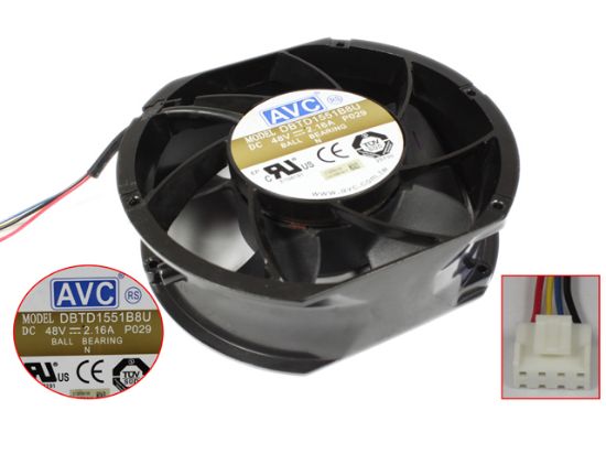 Picture of AVC DBTD1551B8U Server - Round Fan Steel, P029, rd172x150x51, 4w, DC 48V 2.16A