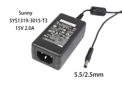 Picture of Sunny SYS1319-3015-T3 AC Adapter- Laptop 15V 2.0A, Barrel 5.5/2.5mm, IEC C14