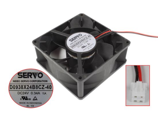 Picture of Japan Servo D0938X24B8CZ-40 Server - Square Fan DC 24V 0.34A, 90x90x38mm, 2-wire