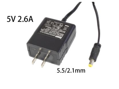 Picture of Sunny SYS1298-1305-W2 AC Adapter 5V-12V 5V 2.6A, Barrel 5.5/2.1mm, US 2-Pin Plug， NEW