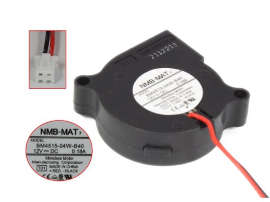 Picture of NMB-MAT / Minebea BM4515-04W-B40 Server - Blower Fan T01, bw45x45x15mm, w50x 2x 2, DC 12V 0.18A, 