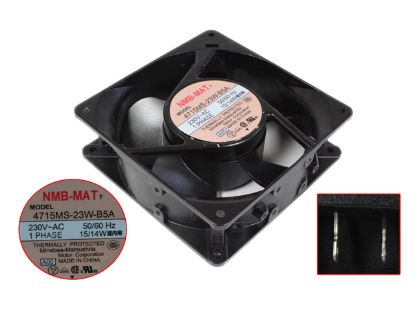 Picture of NMB-MAT / Minebea 4715MS-23W-B5A Server - Square Fan A00, SF120x120x38, w2-pin, 230V 14W
