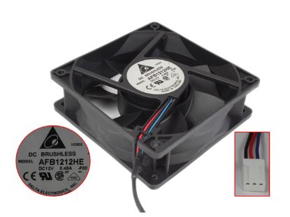 Picture of Delta Electronics AFB1212HE Server - Square Fan F00, 12V0.48A, sq120x120x38mm, 100x4Wx4P