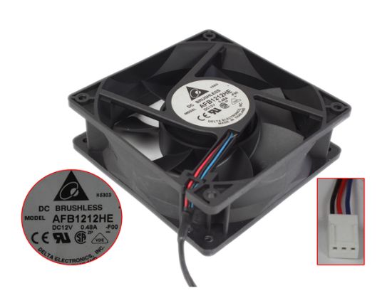 Picture of Delta Electronics AFB1212HE Server - Square Fan F00, 12V0.48A, sq120x120x38mm, 100x4Wx4P