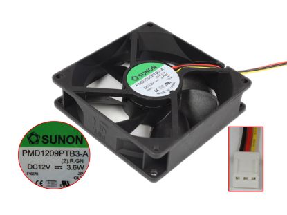 Picture of SUNON PMD1209PTB3-A Server - Square Fan (2).R.GN, sq92x92x25mm, DC 12V 3.6W, 3-wire