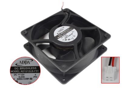 Picture of ADDA AD1212LB-F51 Server - Square Fan S, (FN), sq120x120x38, 2w, DC 12V 0.24A
