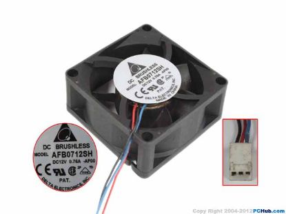 Picture of Delta Electronics AFB0712SH Server - Square Fan AF00, sq70x70x25, 3-wire, 12V 0.76A