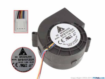 Picture of Delta Electronics BFB1012GH Server - Blower Fan -BJ3R, bw97x97x33mm, 4-wire, DC 12V 1.35A