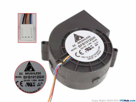 Picture of Delta Electronics BFB1012GH Server - Blower Fan -BJ3R, bw97x97x33mm, 4-wire, DC 12V 1.35A