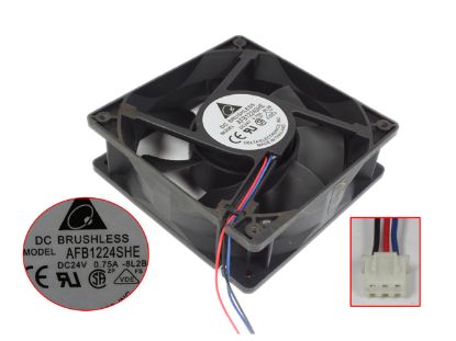 Picture of Delta Electronics AFB1224SHE Server - Square Fan -8L2B, sq120x120x38, 3-wire, 24V 0.75A