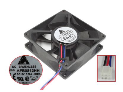 Picture of Delta Electronics AFB0812HH Server - Square Fan SM19, sq80x80x25, 3-wire, 12V 0.30A