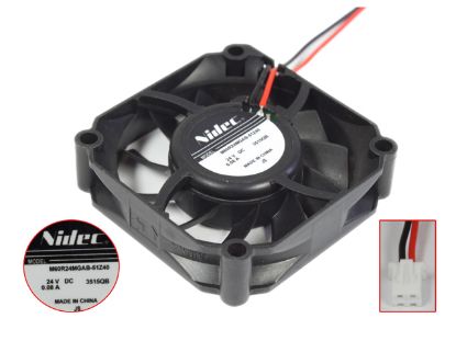 Picture of Nidec M60R24MGAB-51Z40 Server - Square Fan sq60x60x15mm, 2-wire, 24V 0.08A