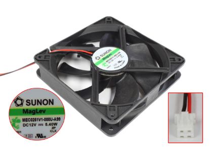 Picture of SUNON MEC0251V1-000U-A99 Server - Square Fan sq120x120x25mm, DC 12V 5.4W, 2-wire