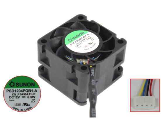 Picture of SUNON PSD1204PQB1-A Server - Square Fan (2).U.B4304.F.HF, sq40x40x28mm, 4-wire, DC 12V 6.5