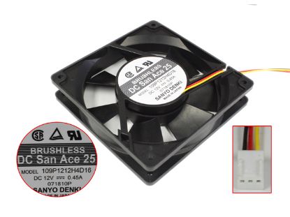 Picture of Sanyo Denki 109P1212H4D16 Server - Square Fan 12V0.45A, sq120x120x25mm, 3W