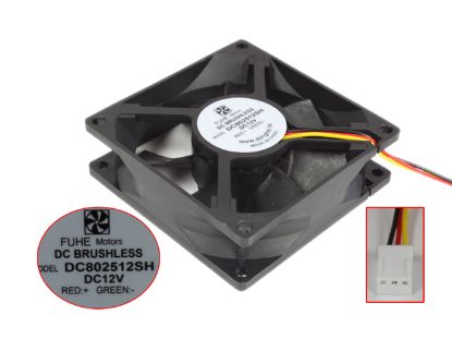 Picture of FUHE Motors DC802512SH Server - Square Fan sq80x80x25, 3w, DC 12V